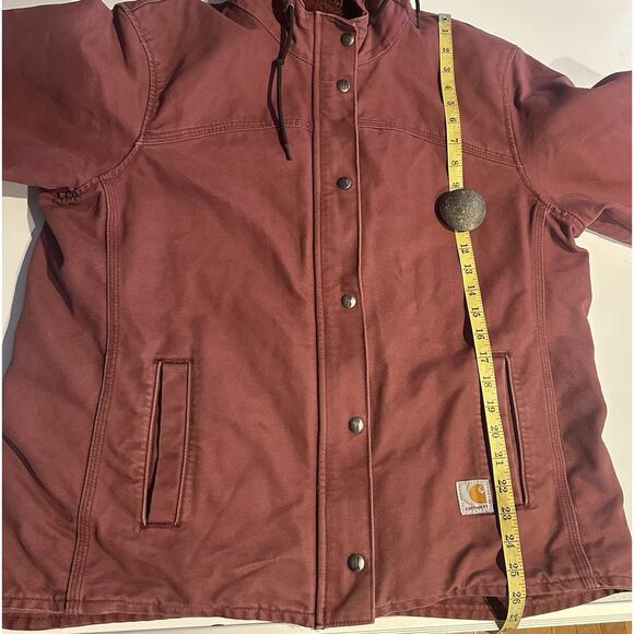 Carhartt Women’s Sandstone Berkley Sherpa Jacket Raspberry Size Large Faded Worn - Picture 5 of 12